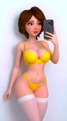 ai_generated aunt_cass big_breasts big_hero_6 bra breasts cass_hamada marvel panties stockings thighs underwear yellow_bikini