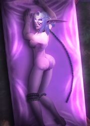 1girls 3d alvarina alvarina_(alvarina) blizzard_entertainment bondage collar night_elf original_character pink_skin rope solo warcraft white_hair world_of_warcraft