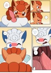 1boy 1girls 3_toes alolan_form alolan_vulpix ambiguous_gender animal_genitalia animal_penis anthro blowjob blue_paws blush bodily_fluids canid canine canine_genitalia canine_penis chibi closed_eyes comic cum cum_in_mouth cute deep_blowjob deepthroat dialogue dirty_talk duo embarrassed english_text erection eye_contact feet fellatio female feral feral_on_feral fur generation_1_pokemon genital_fluids genitals girly giving_head heaven hi_res imminent_deepthroat imminent_oral implied_deepthroat implied_oral inside_mouth internal internal_fellatio internal_oral km-15 knot leg_markings looking_at_viewer mai_(km-15) male male/ambiguous mammal markings moan multi_tail nintendo one_eye_closed open_mouth oral oral_sex penile penis penis_on_tongue pink_penis pit_(km-15) pokemon pokemon_(species) pov red_body red_eyes red_fur red_paws regional_form_(pokemon) sex snout socks_(marking) speech_bubble straight tail text toes vulpix warm_mouth white_body white_fur