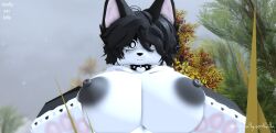 3d artist_name cat_girl feline furry_only grass heart_collar hi_res huge_breasts leaves nature roblox robloxian tagme totallynotkilla twitter_username