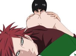 2boys clothing gaara gay luckyarts male male_only naruto naruto_shippuden oral_sex rimjob rimming rock_lee uncensored work_in_progress yaoi