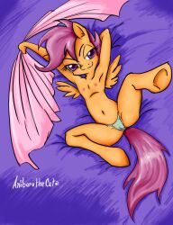 1girls anibaruthecat anthro cub hasbro my_little_pony my_little_pony_friendship_is_magic panties scootaloo_(mlp) smile smooth_skin solo solo_female spread_legs tagme young