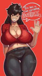 amura_(ompongworks) grin huge_breasts milf mob_face ompongworks original smug smug_face thick_thighs voluptuous wide_hips