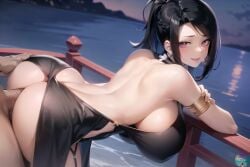 1111boy 1girls ai_generated anal balcony bent_over black_hair blush doggy_style dress erotic_nansensu female_focus gown huge_breasts looking_at_viewer momo_yaoyorozu my_hero_academia penis_in_pussy ponytail seductive_look stable_diffusion voluptuous_female