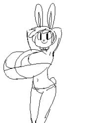 angstrom animated anthro big_breasts bikini breasts cleavage clothing female female_focus female_only hair hands_behind_head huge_breasts hyper hyper_breasts lagomorph leporid looking_at_viewer mammal molly_(angstrom) monochrome original original_character rabbit shaking_breasts short_playtime small_ass smile solo swimwear top_heavy