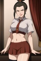 1girls ai_generated avatar_legends avatar_the_last_airbender azula bangs big_breasts breasts dark_hair female female_only fire_nation looking_at_viewer osyasenpai school_uniform solo solo_female stable_diffusion yellow_eyes