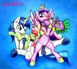 4some anibaruthecat crystal_pony_(mlp) friendship_is_magic my_little_pony princess_cadance_(mlp) shining_armor_(mlp) smooth_skin spike_(mlp) tagme