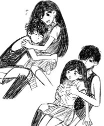 1boy 1girls big_sister black_and_white black_hair brother_and_sister female incest k0k0midess little_brother male mari_(omori) monochrome older_sister omori omoriboy siblings sketch sunny_(omori) younger_brother