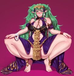 1girls aged_up biting_lip feet female female_only fire_emblem fire_emblem:_three_houses hourglass_figure mature mature_female milf nintendo pashapencil solo sothis_(fire_emblem) spread_legs