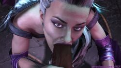 1boy 1girls 3d 3d_(artwork) athletic athletic_female bi-han blowjob half-dressed half_naked looking_at_viewer milf mortal_kombat mortal_kombat_11 multicolored_hair noob_saibot oral oral_penetration oral_sex partial_male purple_lipstick sex sindel smokescreen117 source_filmmaker white_hair