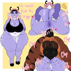 2023 5_fingers anal anthro anthro_on_anthro artist_signature ash_(undeadzonk) ass ass_clapping ass_spread ass_up asshole bbw big_ass big_balls black_tank_top blue_fur bottomless brown_fur cellulite chubby chubby_anthro chubby_belly chubby_female cleavage dear dreadlocks dreads duncan_(zeromccall) fur furry furry_on_furry love_heart overweight overweight_female pink_hair rabbit rabbit_humanoid sex tank_top text zeromccall