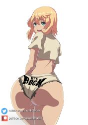 1boy ass big_butt blonde_hair bridget bridget_(guilty_gear) bubble_butt butt crop_top dat_ass excaliblader guilty_gear looking_at_viewer looking_back otoko_no_ko panties smile trap