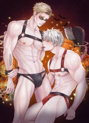 2boys alternate_version_available bishonen gay jujutsu_kaisen kento_nanami looking_at_viewer male male/male male_only onglai87 satoru_gojo yaoi