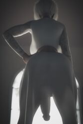 1futa 3d ass big_ass big_penis clothing futa_only futanari huge_cock intersex light-skinned_futa light_skin low-angle_view nier nier:_automata penis see-through see-through_clothing short_hair silhouette solo stevencarson translucent_clothing white_hair yorha_2b
