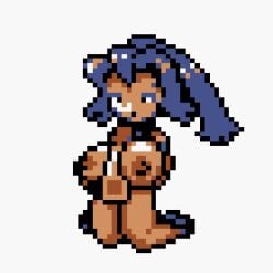 1boy 1boy1girl 1girls animated blue_hair clair_(pokemon) clair_(pokemon_gsc) disembodied_penis female huge_breasts leftloversz nintendo paizuri pixel_animation pixel_art pokémon pokemon pokemon_gsc titjob white_background