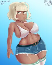 1girls belt big_breasts bikini_top blonde_hair cutoffs dark-skinned_female dark_skin denim_shorts disney female freckles huge_breasts jackie_lynn_thomas page_139 shorts star_vs_the_forces_of_evil tool01k voluptuous voluptuous_female wide_hips