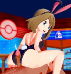 3d animated artist_request ass assjob big_ass bunny_girl bunnysuit buttjob censored covered_buttjob cum cum_on_ass female female_on_top femdom hotdogging huge_ass human leotard looking_back may_(pokemon) nintendo no_sound pokemastersex pokemon pokemon_masters_ex reverse_cowgirl_position spring_may_(pokemon_masters) video