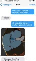 absurd_res ambiguous_gender anthro anus ass dialogue duo foxhole:_persistant_online_warfare generation_4_pokemon hand_on_butt hi_res jarlium lucario male male/ambiguous nintendo offscreen_character phone pokemon pokemon_(species) shaded spread_butt spreading text text_message texting