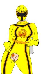 1girls 2d big_breasts bodysuit helmet png power_rangers power_rangers_mystic_force pussy ripped_clothing rule_63 suit torn_clothes yellow_ranger