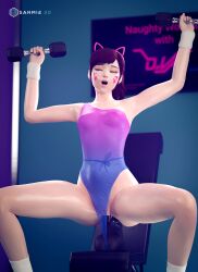 1girls 3d ahe_gao anal anal_sex belly_bulge commission d.va dildo dildo_in_ass female female_only gymnastics overwatch sanmie3d sex_toy solo stomach_bulge tagme