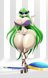 1girls 2023 artywitch big_breasts bikini breasts female female_only high_heels huge_ass huge_breasts kid_icarus knick_knack large_breasts latex long_hair nintendo palutena rubber solo solo_female solo_focus sunglasses sunnification thick_thighs transformation wide_hips