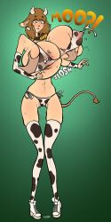 1girls bangs big_breasts big_dom_small_sub bikini blush bob_cut brown_eyes brown_hair cow_girl cow_print cow_print_bikini female female_only fonkimonki hazel_eyes huge_breasts kemonomimi lactating lactating_nipples lactating_through_clothing lactation lactation_through_clothes large_breasts liza_(fonkimonki) milk milk_squirt milking size_difference slender_waist solo squirting_milk sweat sweatdrop sweating thick_eyebrows thighhighs thighigh thin_waist tight_clothes tight_clothing wet wet_panties wet_pussy