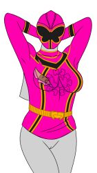 1girls 2d bodysuit helmet nipples pink_ranger pink_ranger_(mystic_force) png power_rangers power_rangers_mystic_force ripped_clothing suit torn_clothes