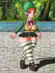 big_ass big_boobs big_breasts big_butt breasts caosenriqueart curvy female female_leprechaun full_body green_eyes high_heels large_breasts leprechaun leprechaun_(luck) luck orange_hair solo