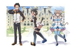 1boy bimbofication cat_ears cat_tail catboy crossdressing erasethismail felix_argyle femboy feminine_male feminization natsuki_subaru no_panties pose re:zero_kara_hajimeru_isekai_seikatsu sequence solo_male standing thighhighs transformation transformation_sequence twinning