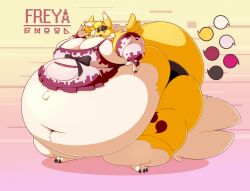 female furry huge_belly massive_belly renamon tagme zaphod_(artist)