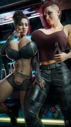 1futa 1girls 3d 3d_(artwork) alcohol areolae arm_around_waist blender breasts bulge cleavage cyberpunk_2077 female finger_in_mouth futa_on_female futanari hand_on_penis huge_breasts imminent_sex larger_futanari looking_at_penis looking_at_viewer muscular muscular_futanari panam_palmer shaved_side short_hair size_difference smaller_female tomboy unnero1 v_(cyberpunk_2077) valerie_(cyberpunk_2077)