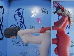 3d big_balls big_penis demon demon_futa demon_horns desdemona_(fortnite) fortnite futanari hat horns horsecock horsecock_futanari hung_futanari jinxed_xp marigold_(fortnite) red_skin tattoo tattoos white_hair