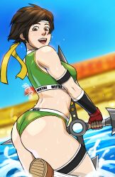 bandana bikini brown_eyes brown_hair busty female female_focus female_only final_fantasy final_fantasy_vii hourglass_figure naavs pixie_cut short_hair smooth_skin tagme tomboy wide_hips yuffie_kisaragi