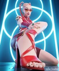 1girls 3d alternate_version_available armwear blender bottomwear braid braided_hair braided_ponytail clothed clothing ear_piercing earrings epic_games feet female female_focus female_only foot foot_fetish fortnite glasses high_heels highres jewelry lewdrex light-skinned_female light_skin lights looking_at_viewer multicolored_hair orange-tinted_eyewear piercing piercings ponytail ponytails presenting presenting_feet sabina_(fortnite) shoes simple_background skirt smile smiling solo solo_focus sunglasses tinted_eyewear toes topwear two_tone_hair watermark