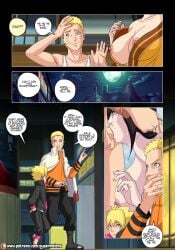 1girls 2boys almost_caught aunt_and_nephew before_and_after blonde_hair blowjob boruto:_naruto_next_generations breasts brother_in_law_and_sister_in_law brown_hair comic deepthroat dialogue english_text father_and_son female hair_grab high_resolution hyuuga_hanabi irrumatio male multiple_boys naruto naruto_(series) oral oral_sex penis penis_in_mouth story straight super_melons uzumaki_boruto uzumaki_naruto very_high_resolution voluptuous