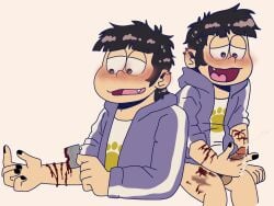 blood cum cuts cutting ejaculation masochism masturbation matsuno_ichimatsu osomatsu-san sadomasochism self_harm