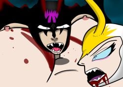 1boy 1girls akira_fudou angry angry_face angry_sex artist_request blood devilman devilman_crybaby female flying gore harpy harpy_humanoid male medibangpaint rape sirene