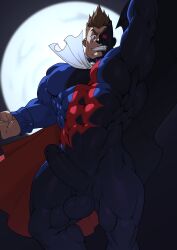 balls bara big_balls big_penis boner capcom chesschirebacon clothing darkstalkers demitri_maximoff erection erection_under_clothes fully_clothed male male_only muscles muscular muscular_male penis solo solo_male