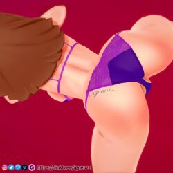 1girls 3d ass bra brassiere female igneuzz light-skinned_female lingerie lingerie_only looking_at_viewer my_hero_academia ochako_uraraka panties shounen_jump tagme uravity