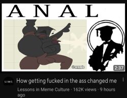 anal anal_sex ayyyple blush cum cum_while_penetrated cumshot english_text gay graduation_cap hat l.i.m.c legs_over_head lessons_in_meme_culture meme text thumbnail timestamp yaoi youtube youtube_thumbnail youtuber