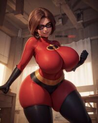 1girls ai_generated big_breasts big_thighs brunette busty disney elastigirl fat_thighs helen_parr huge_breasts kw0337 mask medium_hair milf mommy pixar pixar_mom superhero_costume superheroine the_incredibles thunder_thighs thunderthighs tight_clothing