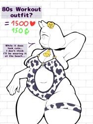 2d 2d_(artwork) 2d_artwork breasts color cow_print cowbell dialogue english english_dialogue english_text hosses21 milf swimsuit tagme text toriel undertale undertale_(series)