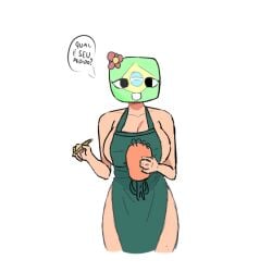 barista big_thighs brazil_(countryhumans) brazilian countryhumans countryhumans_girl employee employee_uniform starbucks