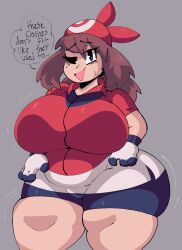 aged_up big_ass dork_boi english_text huge_breasts lewd_dorky may_(pokemon) milf older_female pokemon pokemon_rse speech_bubble thick_thighs wobble