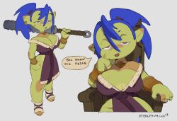 blue_hair cleavage goblin goblin_female stealthnachos