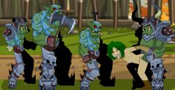 1girls 4boys adventurequest_worlds ambiguous_penetration aqw aqworlds armor artix_entertainment axe boots_only breasts closed_eyes clothed_male_nude_female cum cum_on_breasts cum_on_face digital_media_(artwork) edgybluerat game_background general_porkon green_hair green_skin interspecies nipples orc orc_male orc_on_human original_character partially_clothed petite pink_nipples rape semen shirtless_sleeves sleeves_past_wrists straight straight_sex waiting_for_turn waiting_in_line