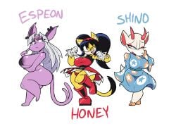 animal_crossing big_breasts breasts espeon female honey_the_cat nonarycubed pokémon_(species) pokemon shino_(animal_crossing) sonic_(series) sonic_the_hedgehog_(series) thick_thighs wide_hips