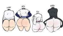 2boys 2girls ass ass_comparison ass_size_chart back_view big_ass blackwhiplash both_sexes_in_same_situation bubble_ass bubble_butt bwl character_sheet demon_slayer enmu femboy huge_ass kanzaki_aoi_(kimetsu_no_yaiba) kimetsu_no_yaiba multiple_boys multiple_girls rui_(kimetsu_no_yaiba) standing thick_thighs tsuyuri_kanao wide_hips