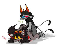 cat_ears cat_tail catboy crossdressing cute doggy_style emoticon fluffy_tail homestuck horns karkat_(nookcrusher) karkat_kranken_walten long_ears long_hair luxas ms_paint_adventures original_character silly spots_(marking) tentabulge tentacle tentacle_penis troll yellow_eyes