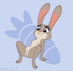 39coit anthro anus ass breasts carrot countershading digital_media_(artwork) disney female food fur genitals grey_body grey_fur judy_hopps lagomorph leporid mammal nipples nude plant purple_eyes pussy rabbit simple_background small_breasts solo spread_legs spreading vegetable zootopia